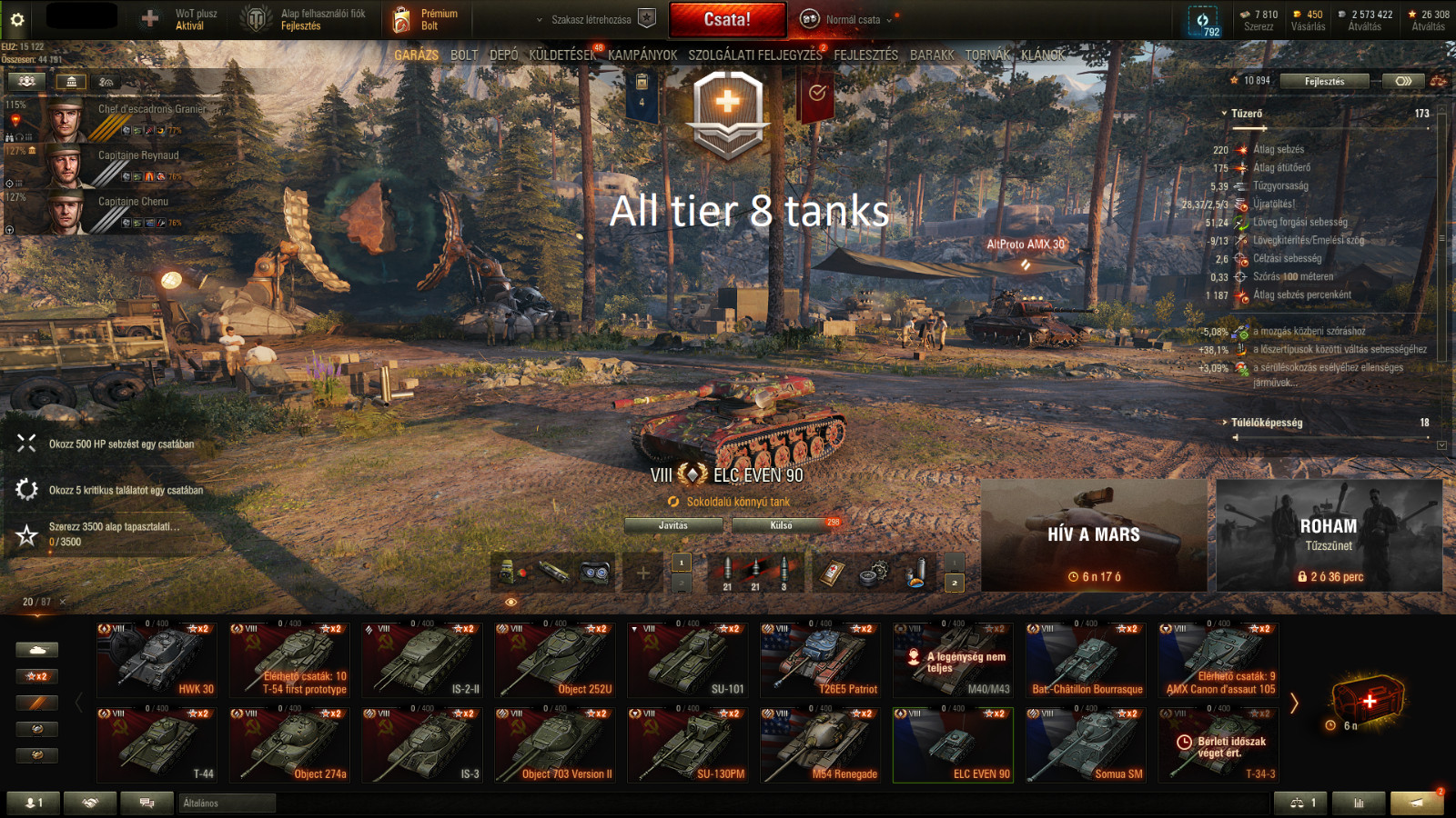 WOT account with A LOT OF CONSUMABLES, Tier 10-9-8 tanks, and premiums! – EU!