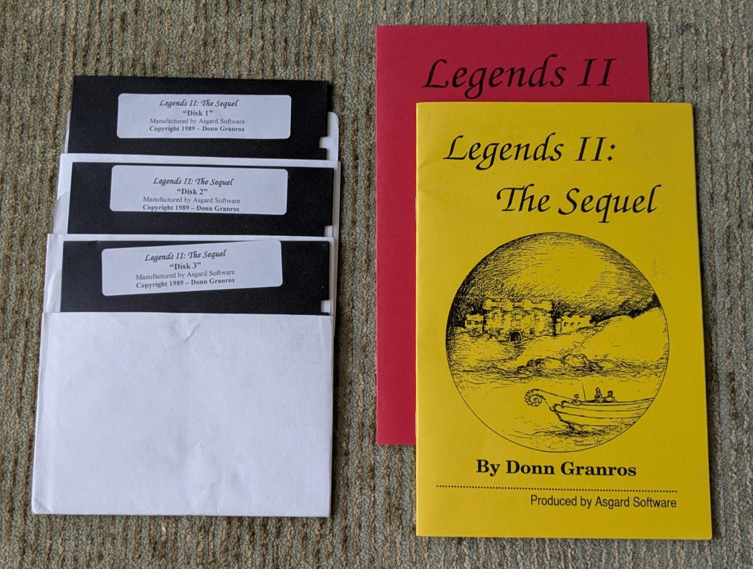Rare TI-99/4a LEGENDS II THE SEQUEL Asgard 5.25″ Disk Software GRANROS Manuals