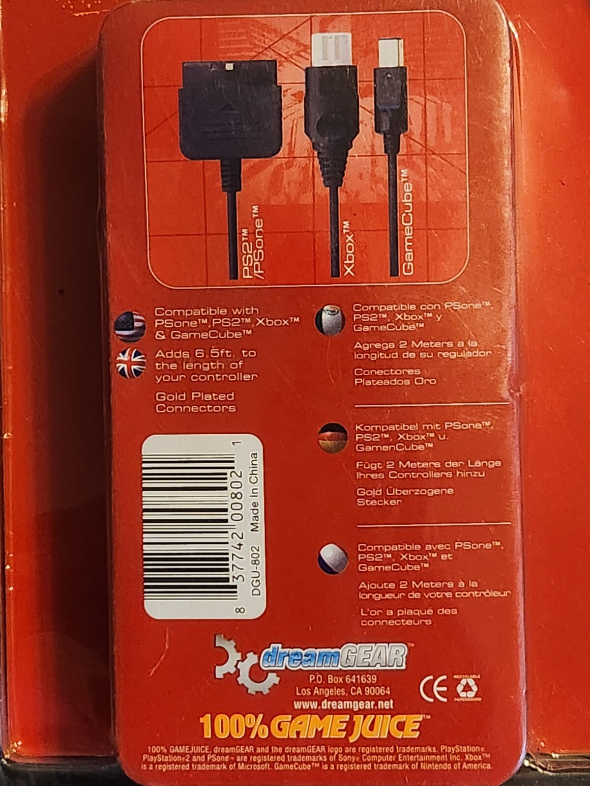 6.5 Foot Universal Gaming Extension Cable (4 in 1) PSone, PS2, XBOX & GameCube