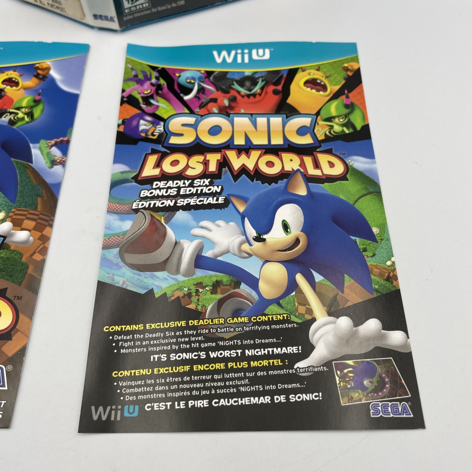 SEGA Sonic Lost World Deadly Six Bonus Edition Wii U w/ Manual COMPLETE