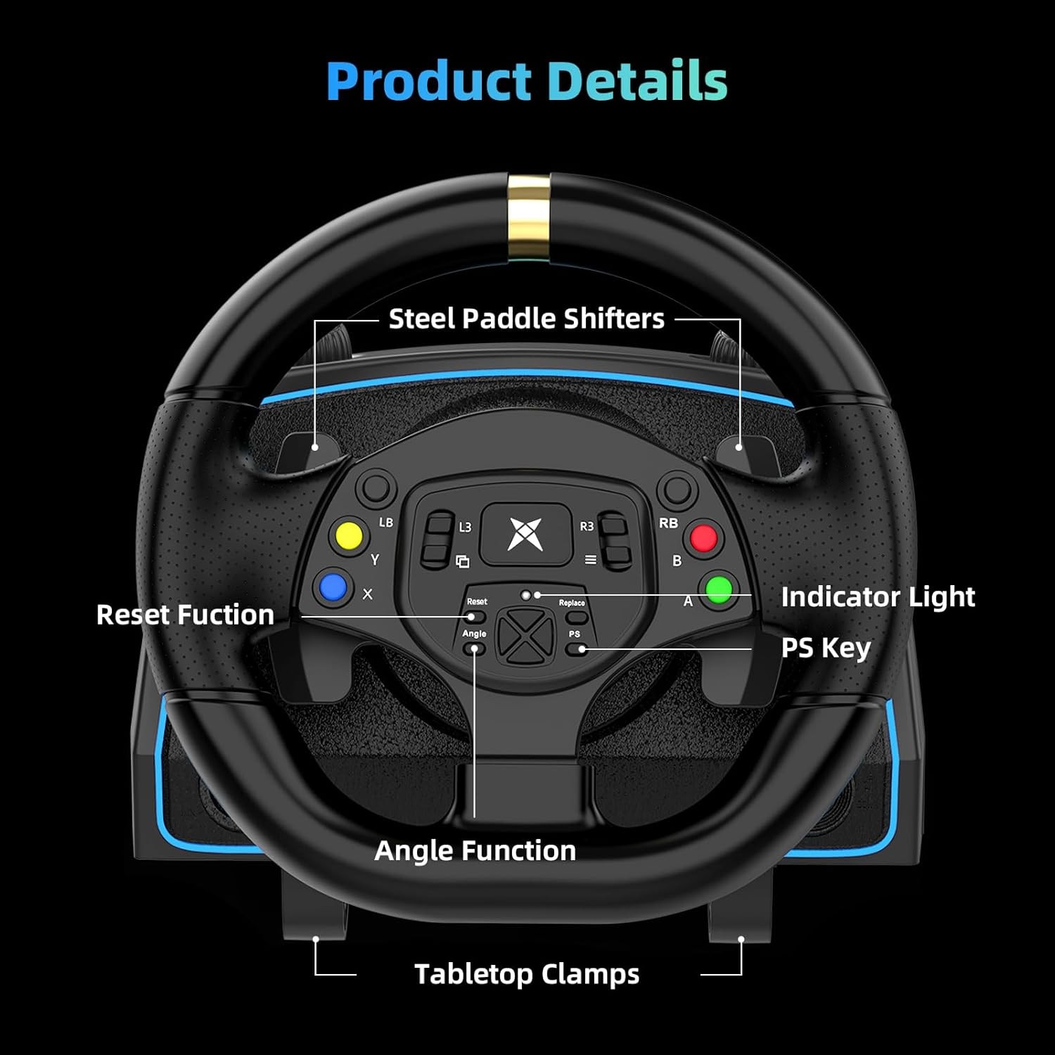 DOYO PC Gaming Steering Wheel with Shifter and Pedal