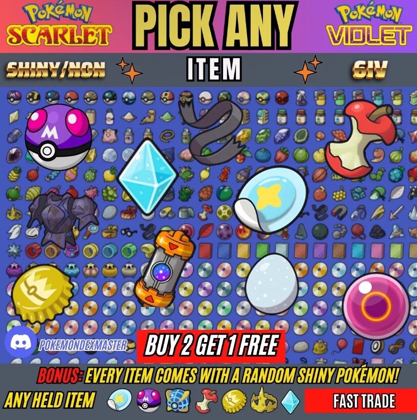 Pokemon Scarlet and Violet – Any Item,Ability Patch,TMs,Malicious Armor & More!