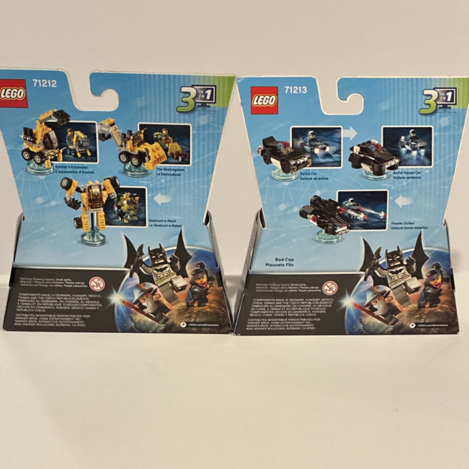 NEW Sealed LEGO Dimensions Fun Pack 71212 Emmet & 71213 BadCop Character Pk 2015