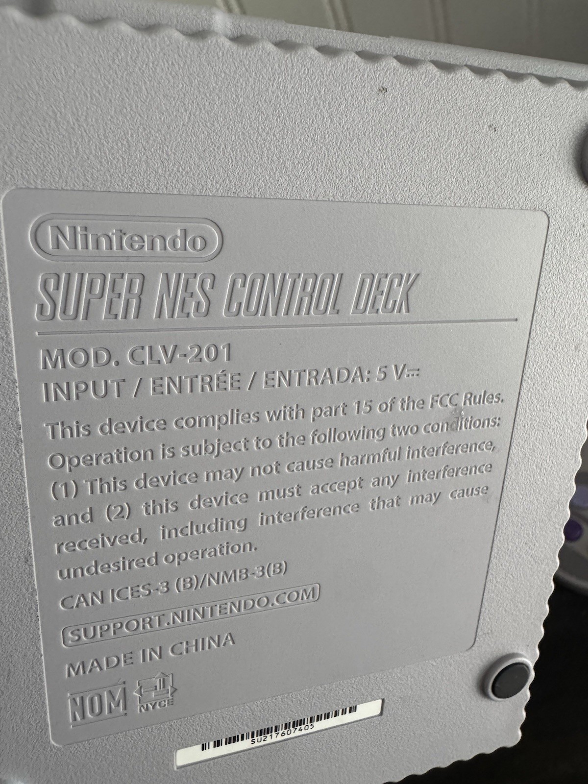 Nintendo Super NES Classic Edition Mini Console CLV-201 w/2 Controllers no box