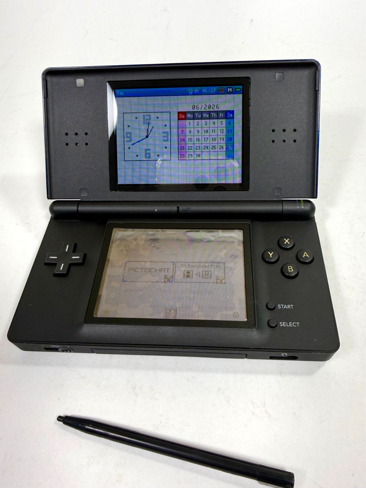 Nintendo Cobalt & Black DS Lite with Charger & Case Tested & Works!