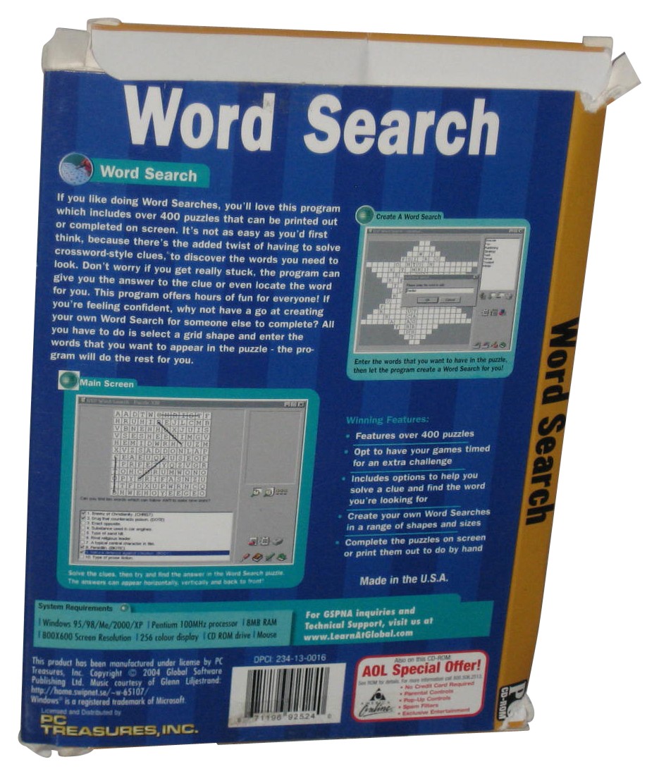 Word Search Aurimor GSP Windows PC 95/98/Me/XP Video Game CD-Rom