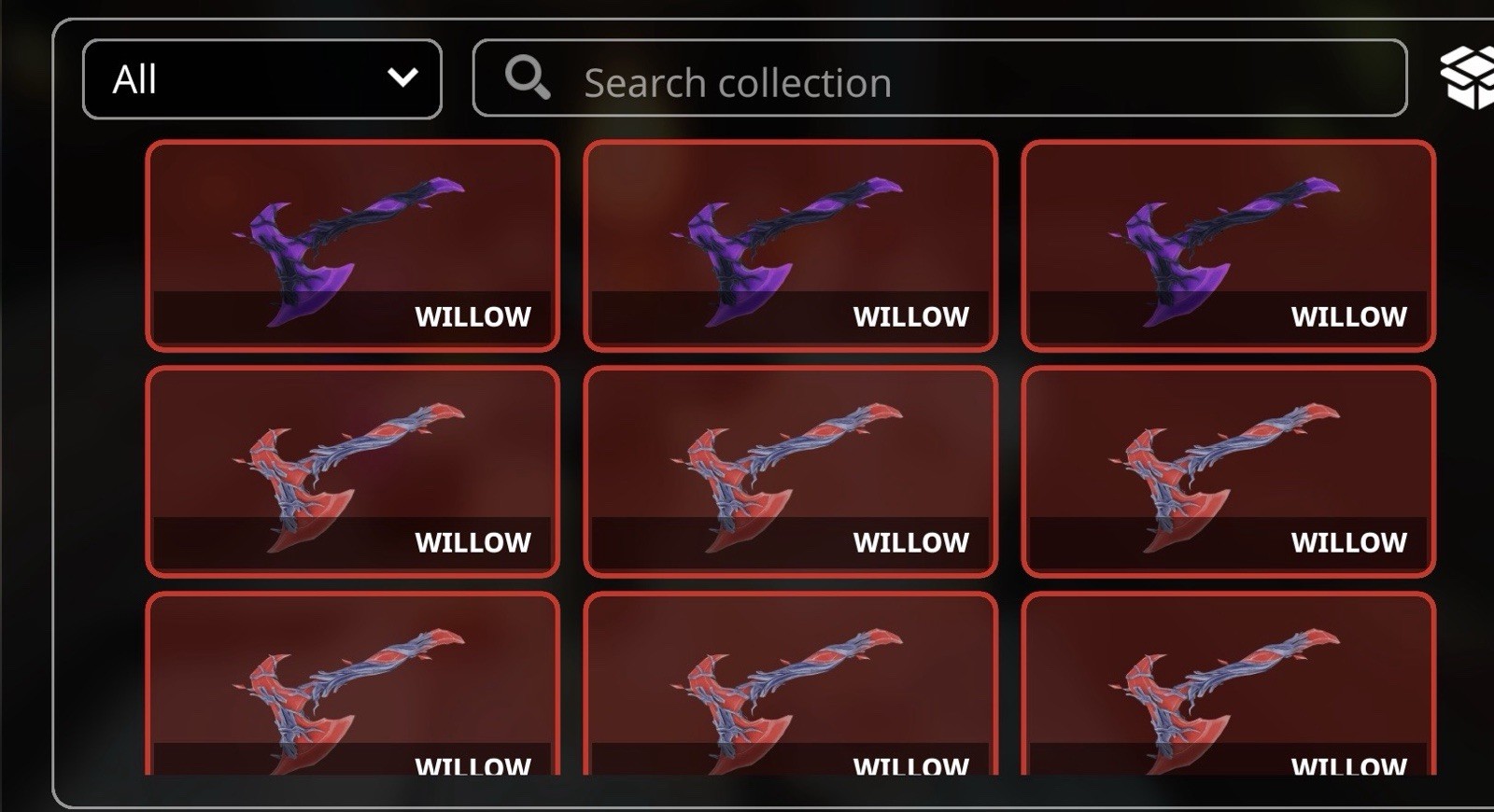 Willow Virtual Item Collection Video Game Digital Inventory In-Game Items Bundle