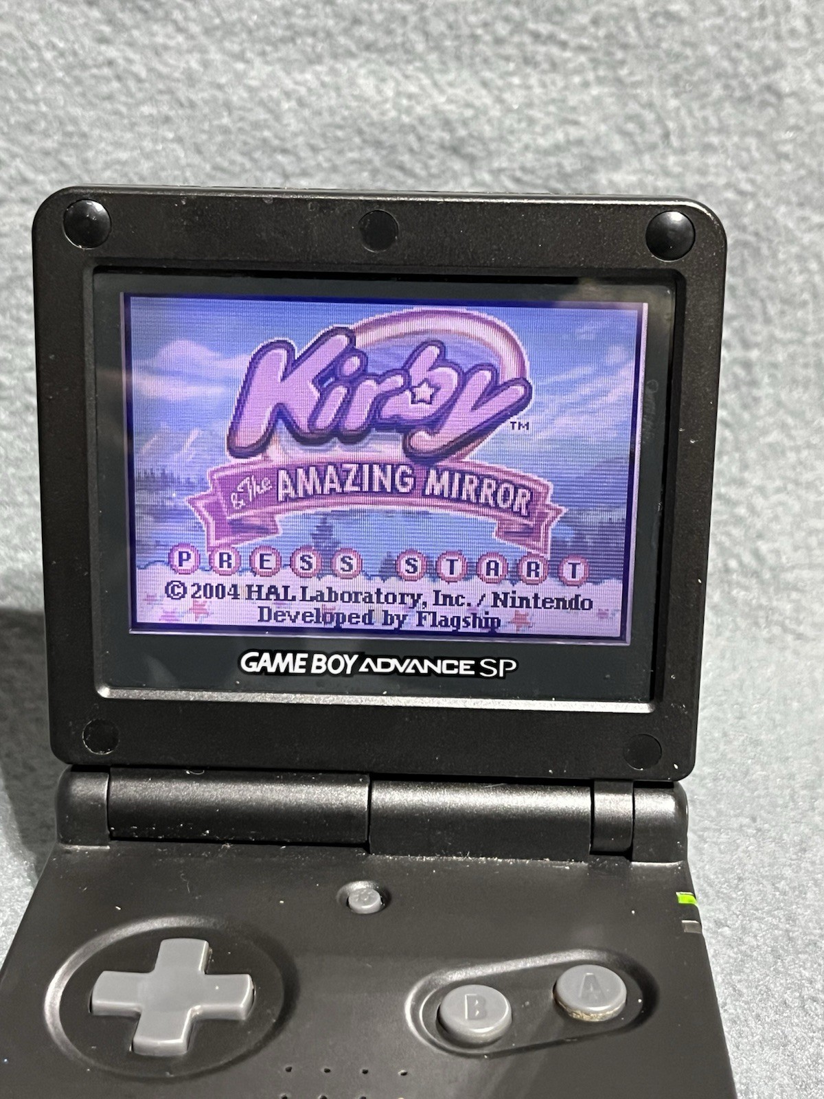 Nintendo Game Boy Advance SP GBA Black Handheld Console AGS-001 w/ Kirby Mirror