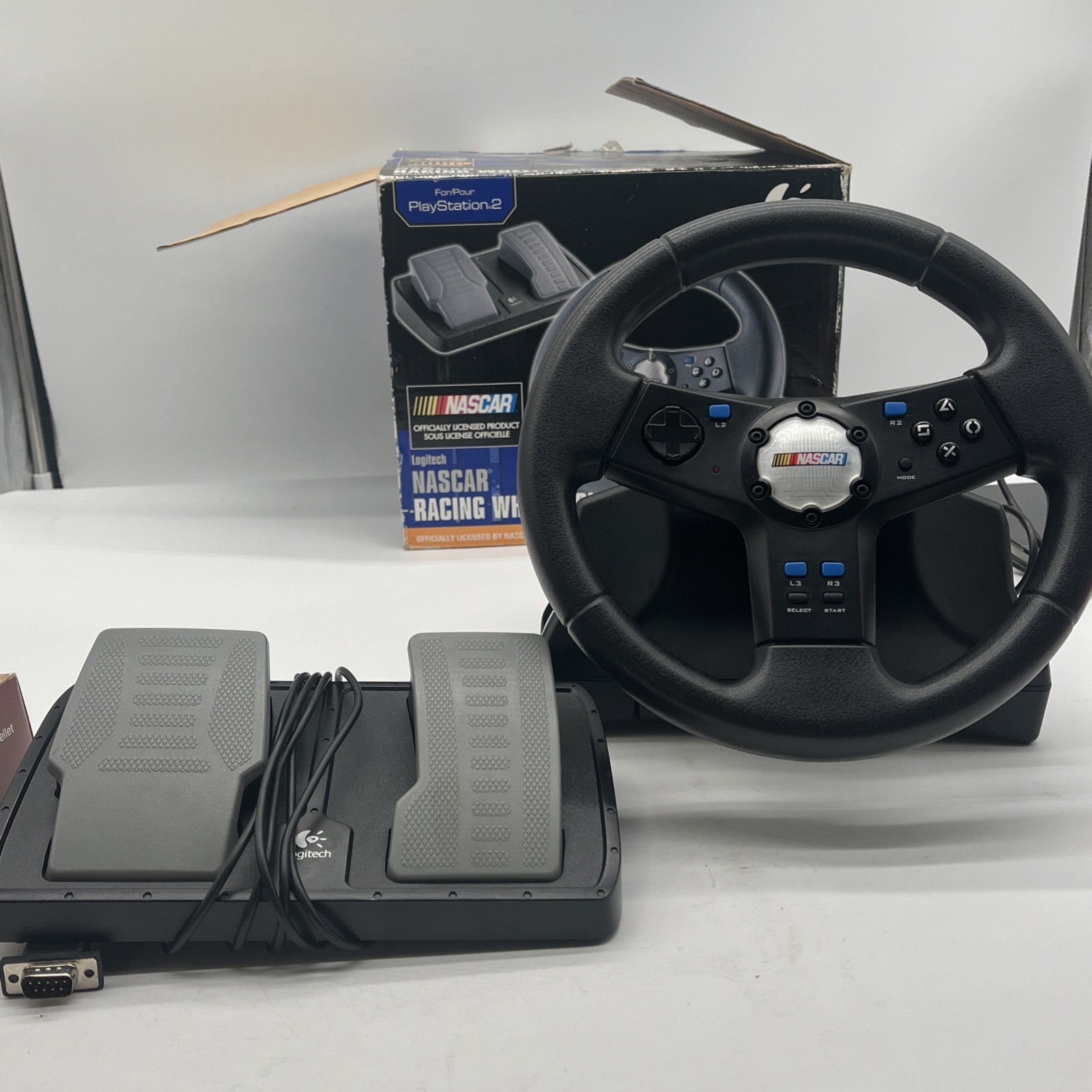 Logitech Nascar Racing Steering Wheel & Pedals for PS2 Playstation 2 Tested Read