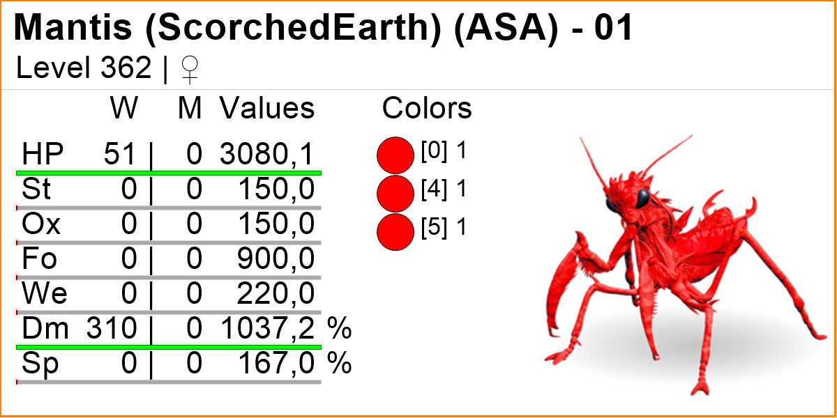 Mantis Max Damage TOP STATS Clone Ark Survival Ascended Official PVE