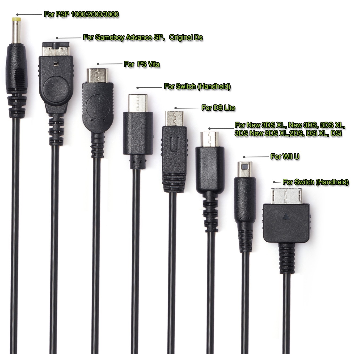 Mart Cobra – 8 in 1 Nintendo USB Charge Cable – DS 2DS 3DS Switch WiiU PSP [New]
