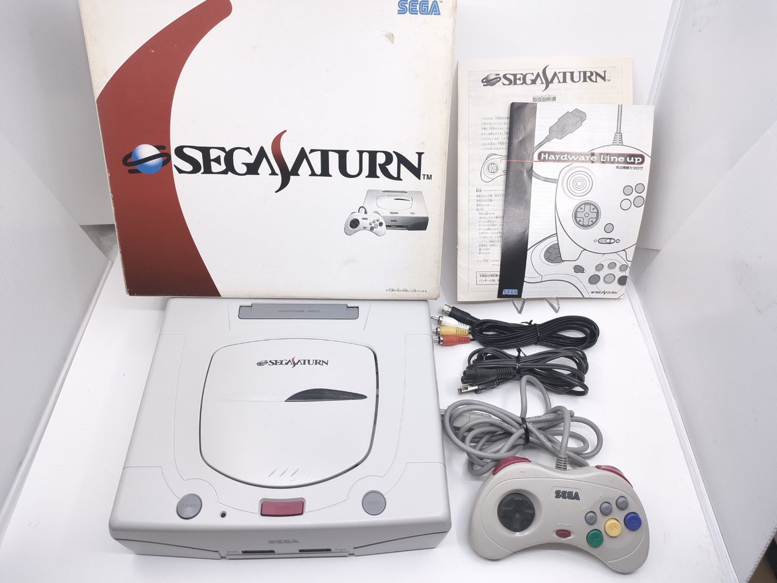Sega Saturn White Console HST-3220 Boxed NTSC-J Japan Tested w/ Controller