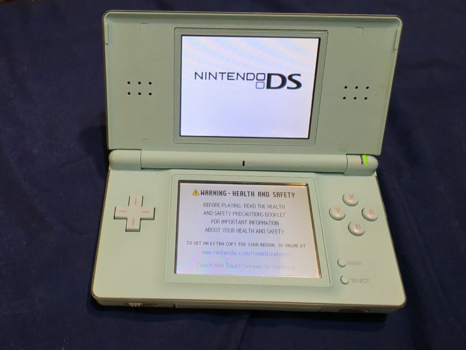 Nintendo DS Lite Ice Blue Handheld. Tested Working w/ Charger, Stylus & GBA Covr