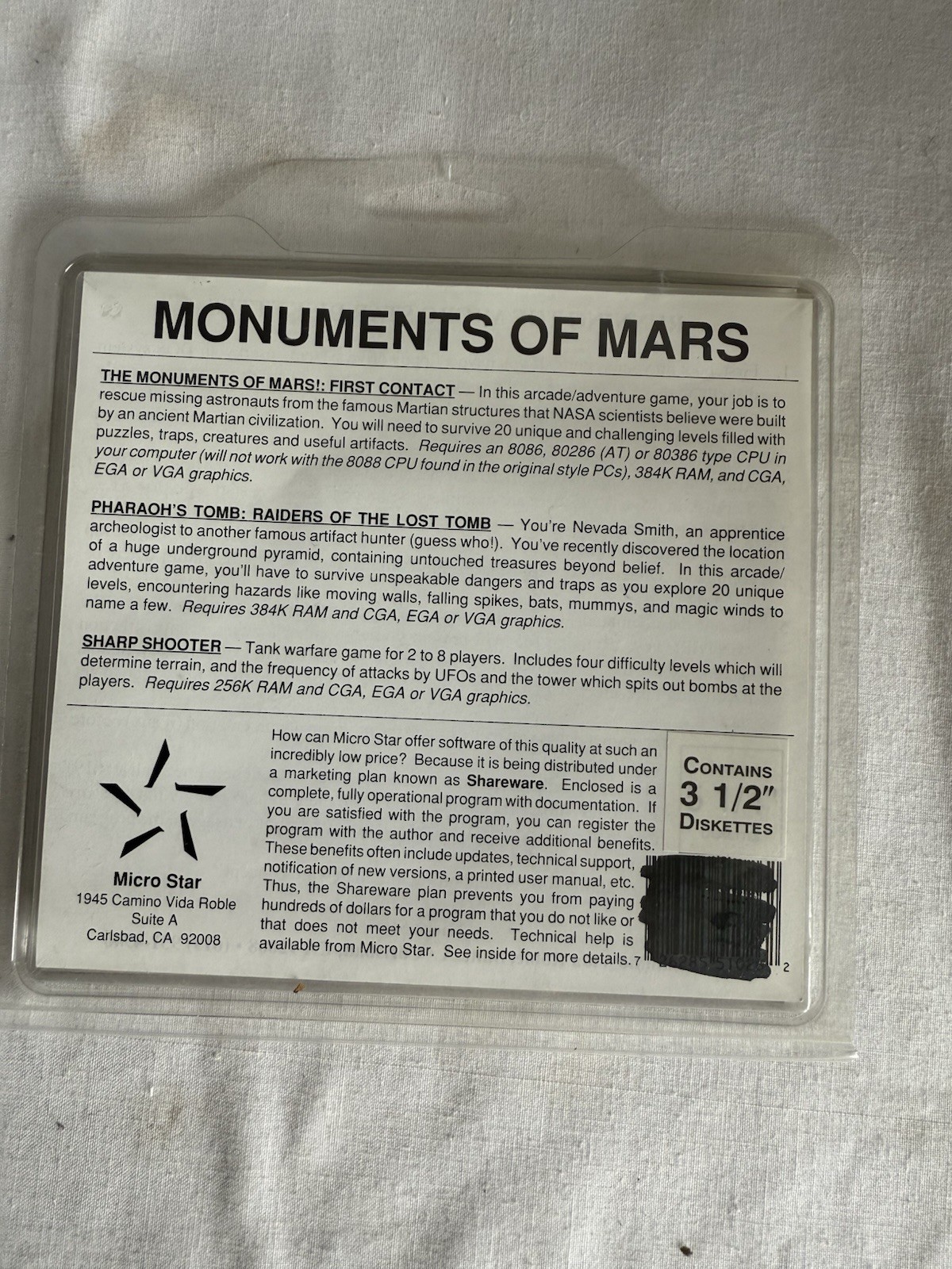 Monuments of Mars Graphic Adventure Game In Space PC DOS 3.5 Floppy DISK