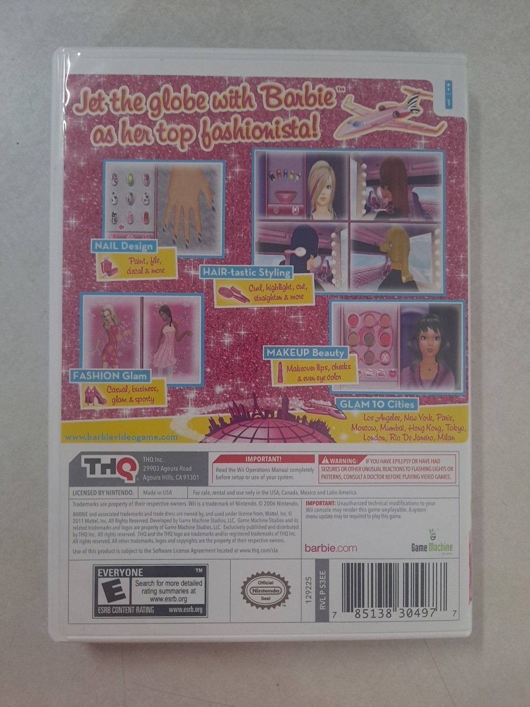 Barbie: Jet, Set & Style (Nintendo Wii, 2011) Missing Manual – May Need Buffed