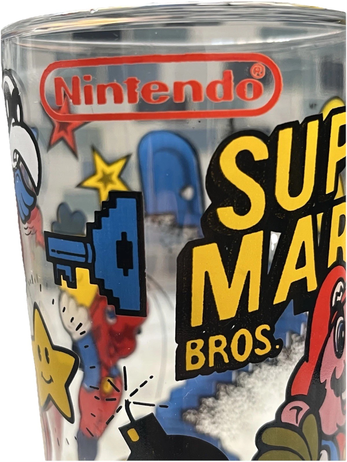 Super Mario Bros. 2 Promotional Drinking Glass Nintendo Vintage 1989 6 1/4″ Tall