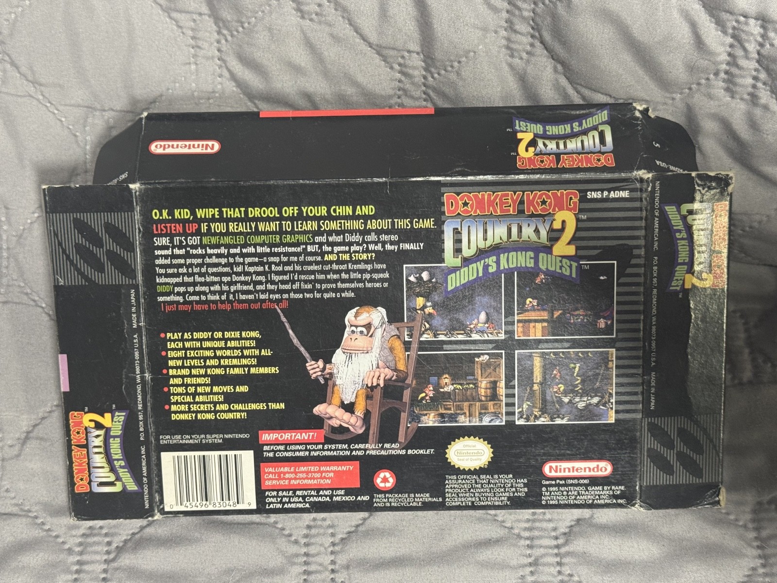 Donkey Kong Country 2 Diddy’s Quest Snes Box Only * Super Nintendo Original box