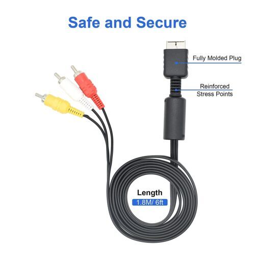 New 6 Feet RCA AV Audio Video Composite Cable Cord for Sony PS1 PS2 PS3 PS3 Slim