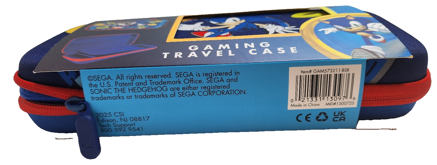 Sega Sonic the Hedgehog Gaming Travel Case Hard Shell Cartridge Holder Pocket