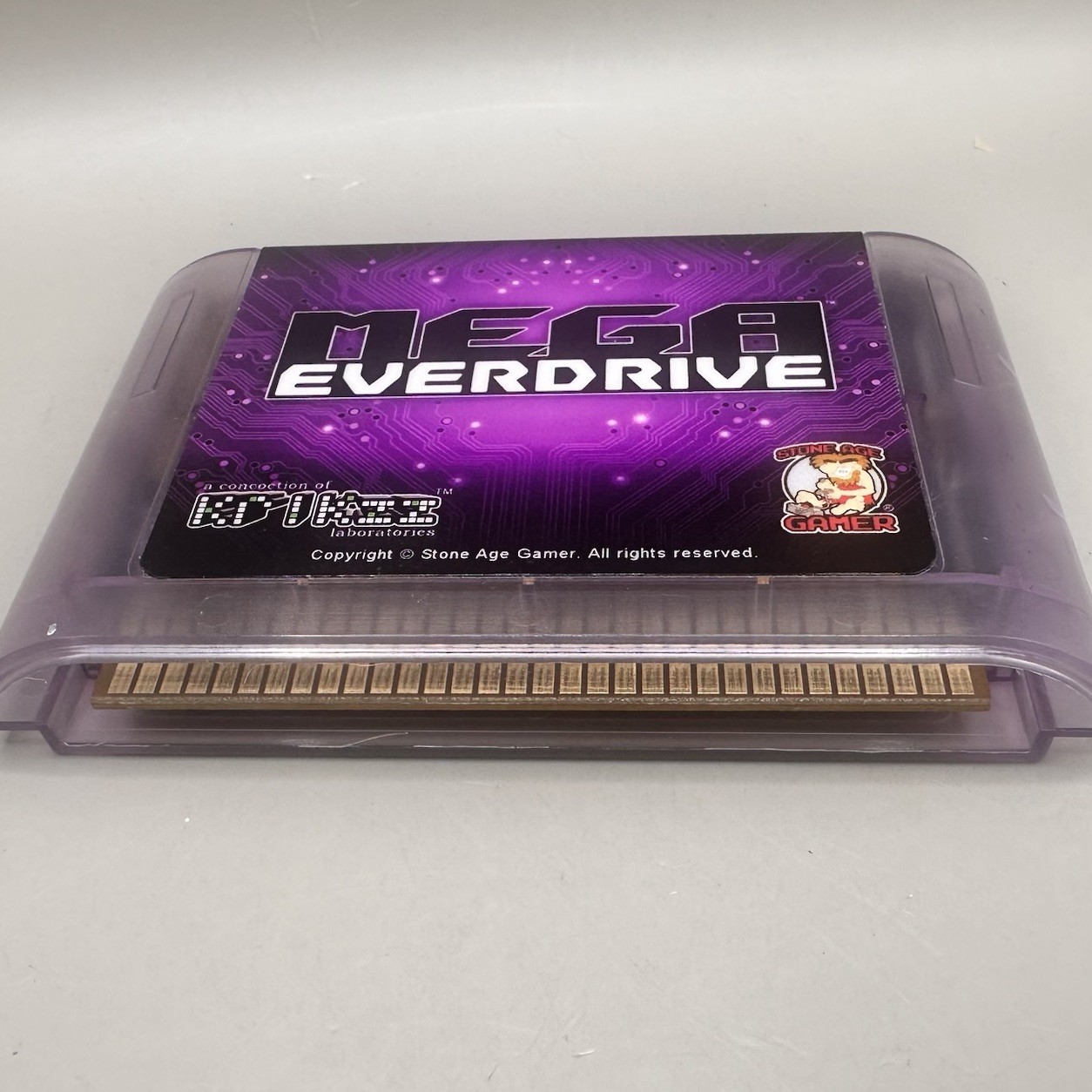Sega Genesis Mega Everdrive Krikzz Red Cover Art Purple Smoke Cartridge