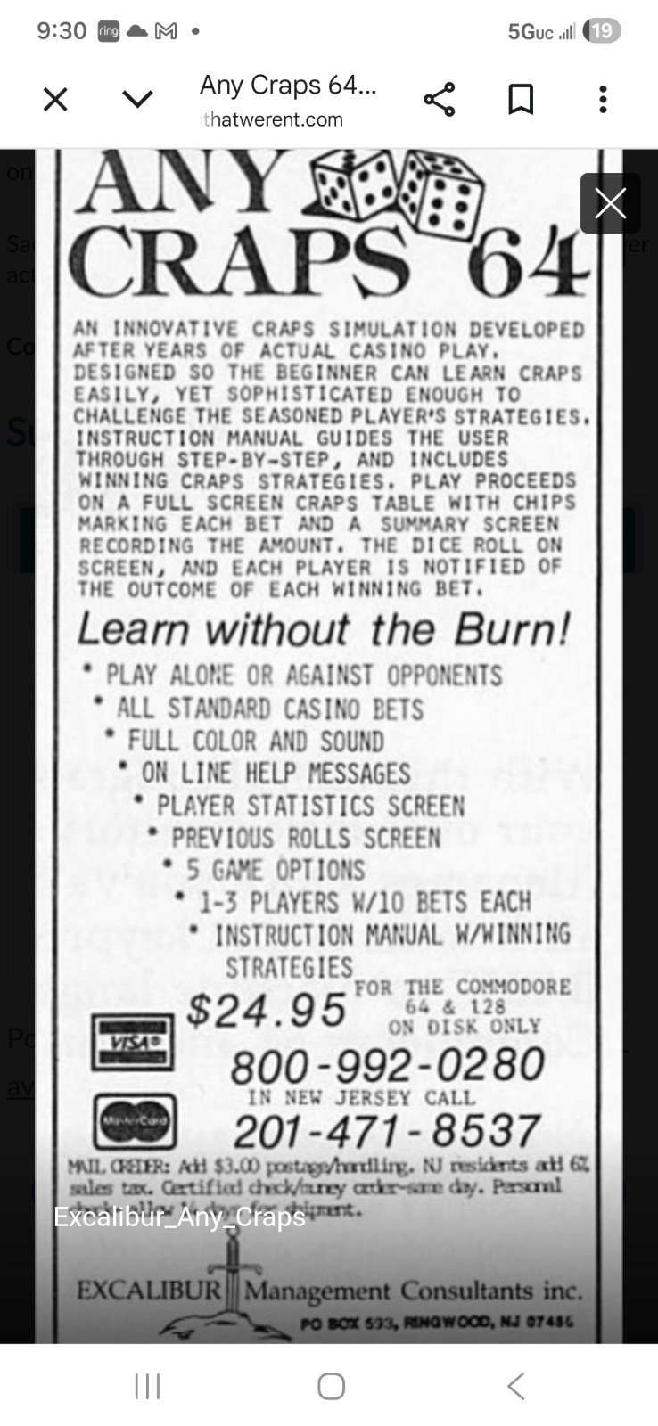 RARE UNRELEASED SEALED ANY CRAPS GAME COMMODORE 64 &128 C64 C128 GAME NEW SEALED