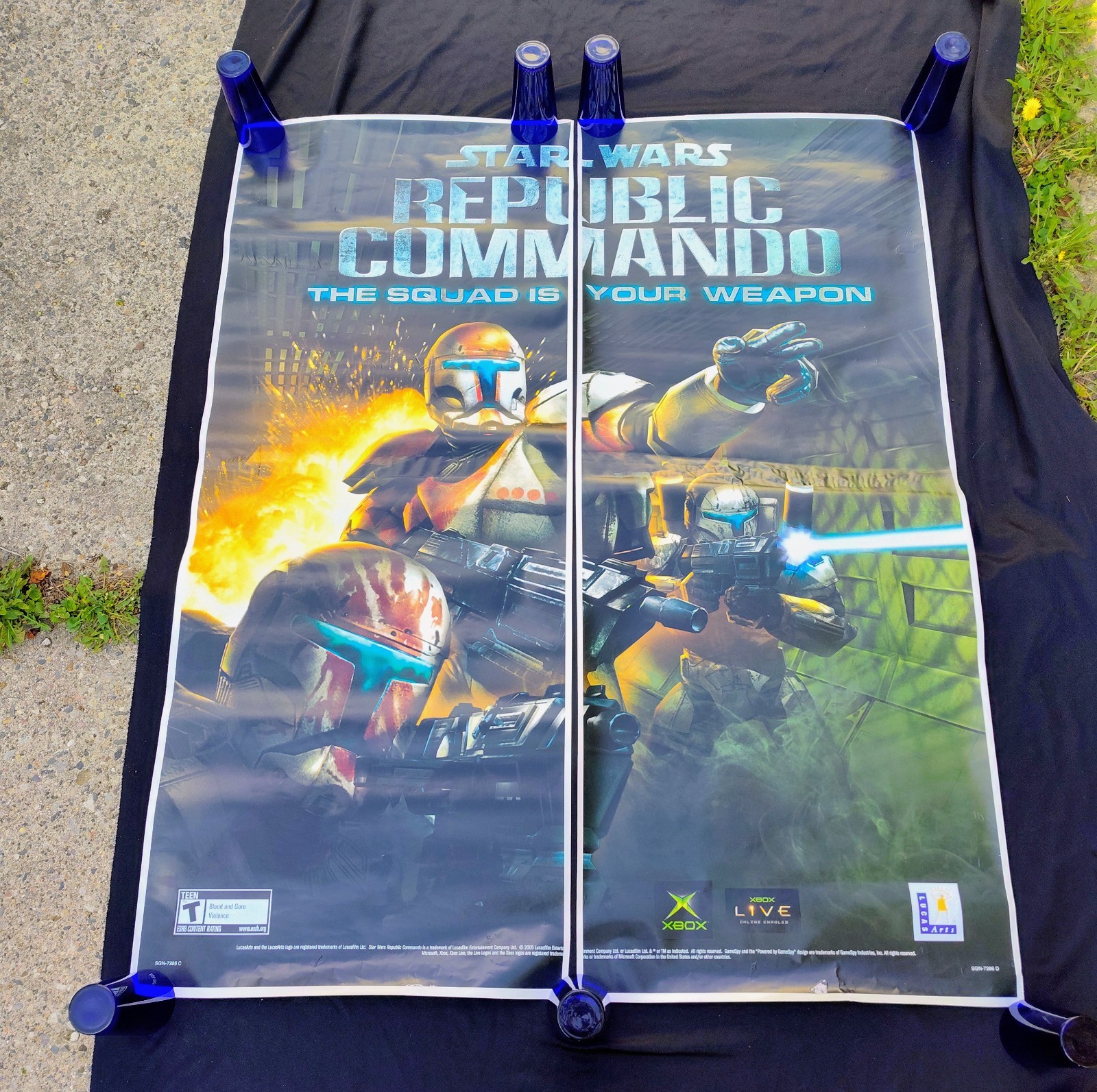 RARE Original Star Wars Republic Commando 2-Piece Vinyl Banner Xbox Promo 4x5ft