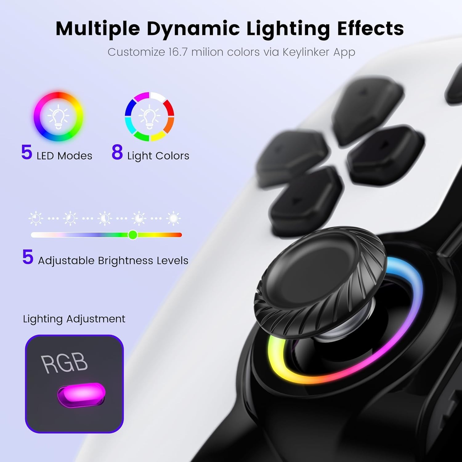 Mobile Gaming Controller for iPhone/Android/Switch 2/1/OLED Hall Effect White