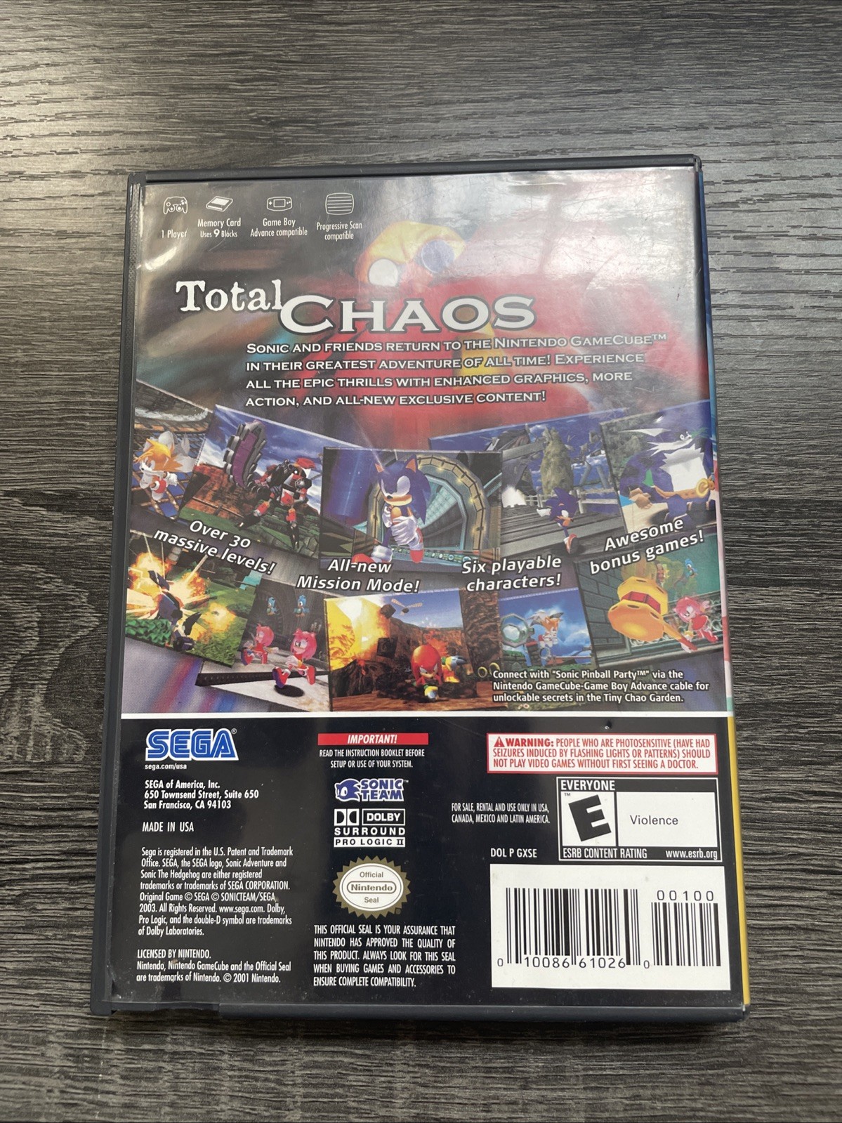 Sonic Adventure DX: Directors Cut W/Manual Nintendo GameCube