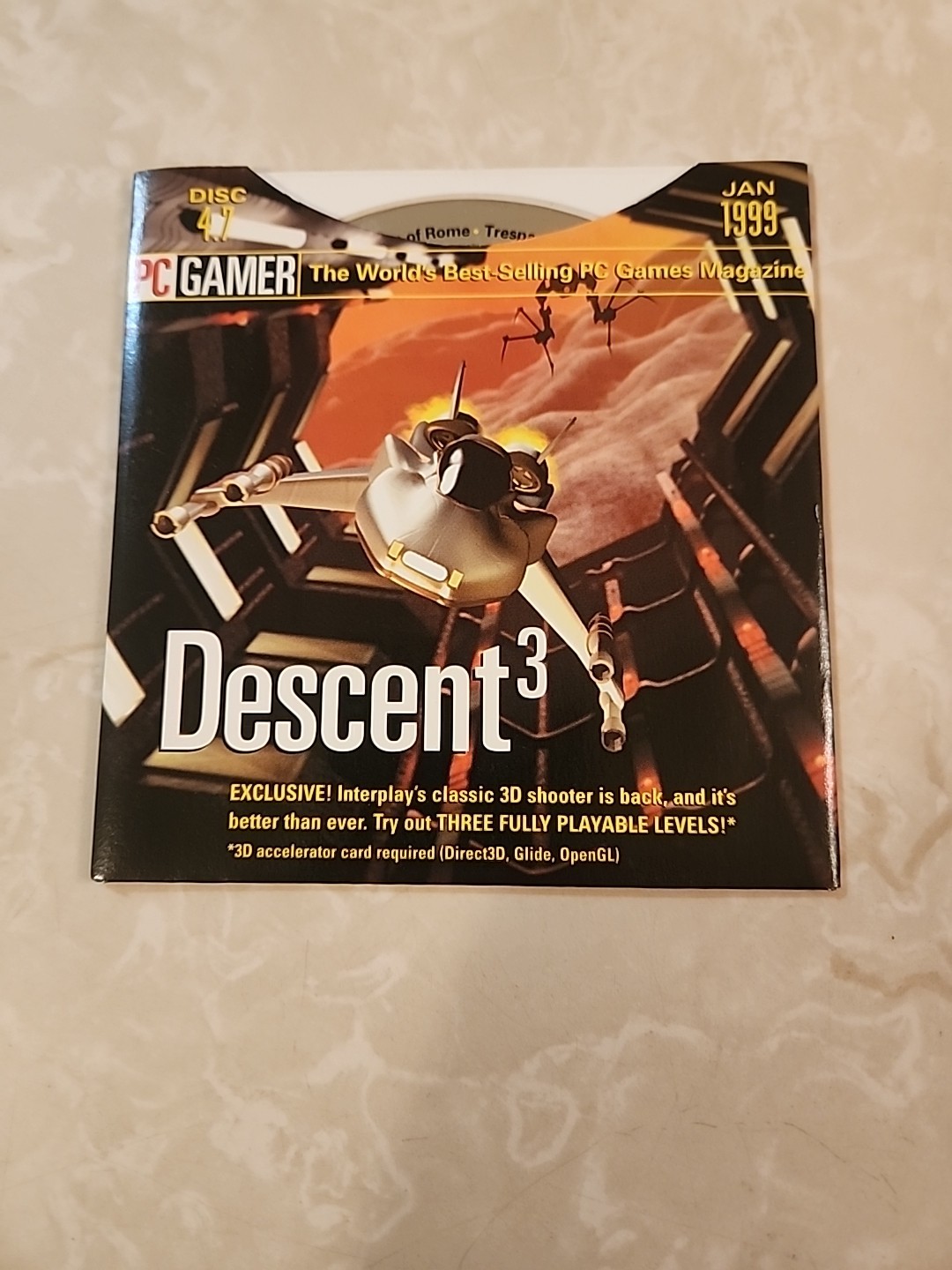 Descent 3 & Descent Freespace PC Gamer Demo Discs July 1998 & Jan 1999 w/ Sleeve