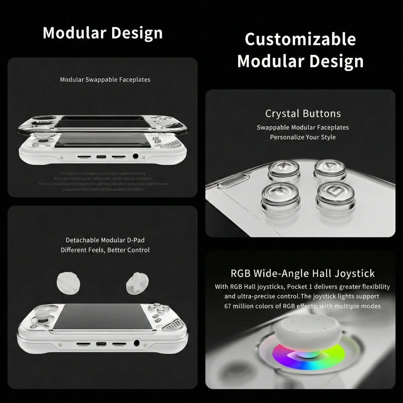 MINILOONG POCKET 1 Modular Retro Handheld Emulator 4″ 4:3 IPS RGB Hall Joystick