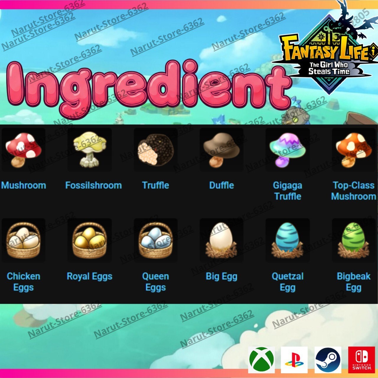 Fantasy Life I: Ingredient Material Bundle crafting The Girl Who Steals the Time