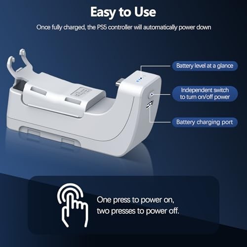3000mAh Fast Charging Battery Pack for PS5 DualSense Controllers – 2 Pack, White