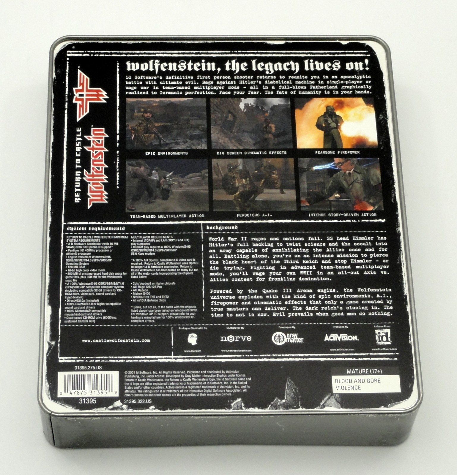 Return to Castle Wolfenstein: PC Limited Edition Metal Tin Big Box Vintage 2001