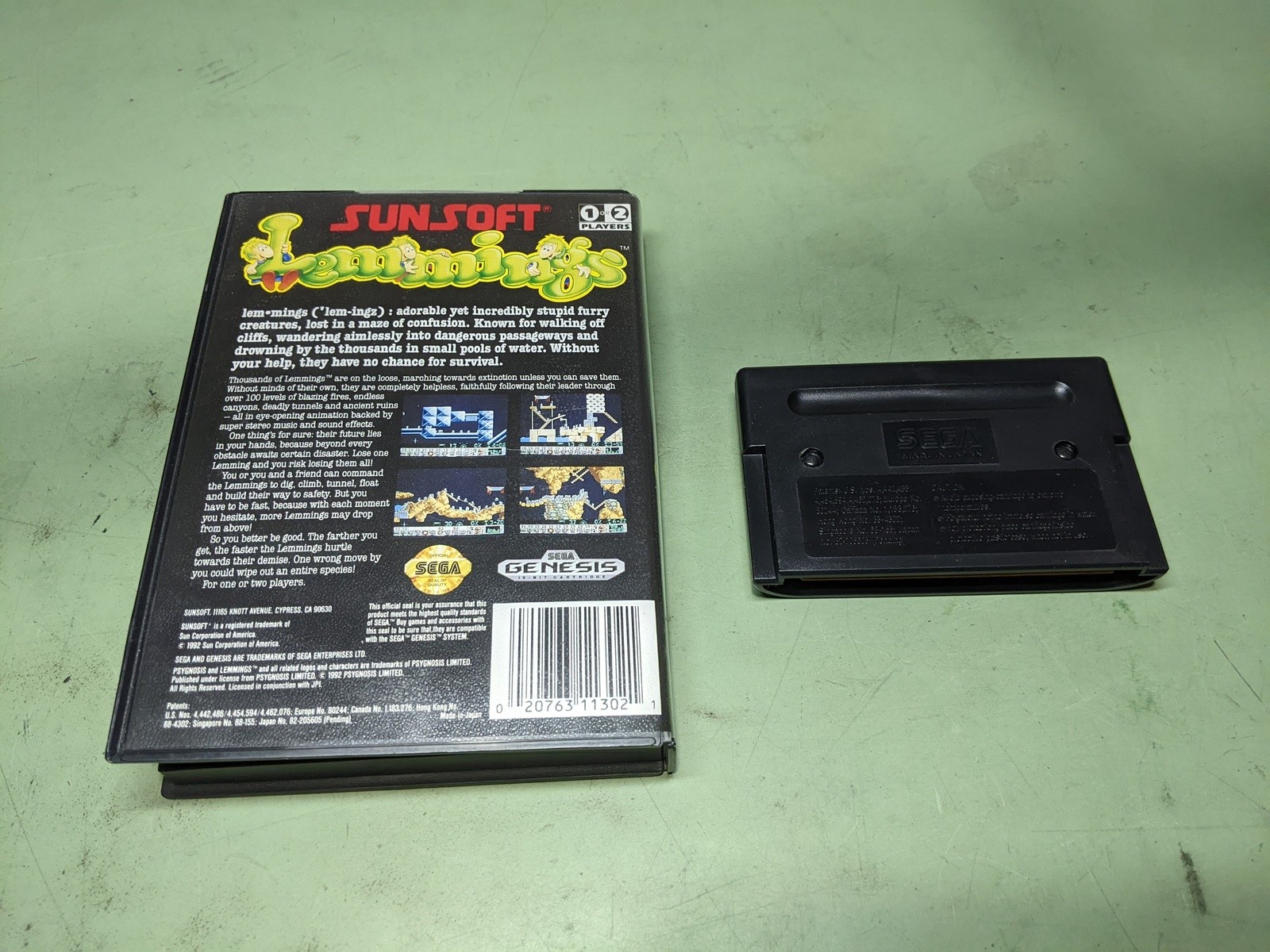 Lemmings Sega Genesis Cartridge and Case