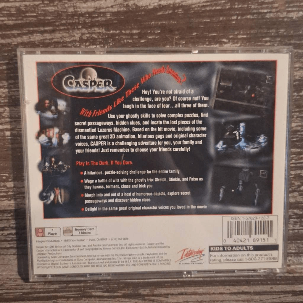 Casper (Sony Playstation, 1996) Complete w/ Manual