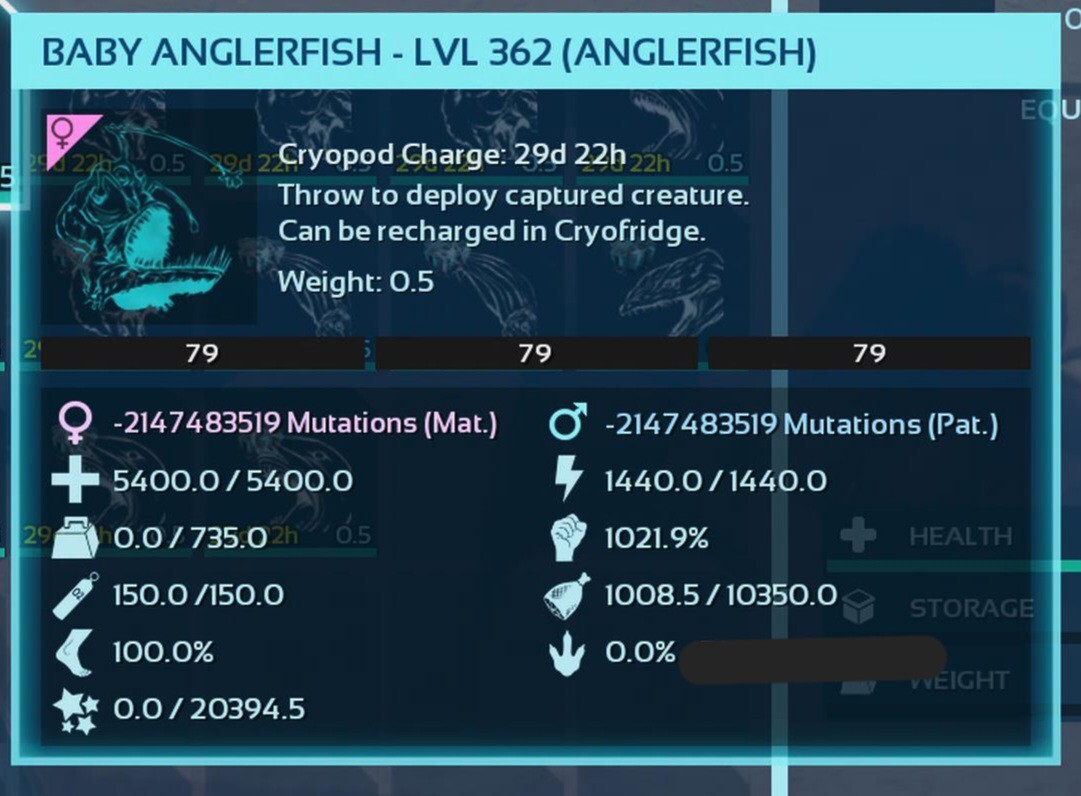 ARK ASCENDED PVE OFICIAL PAIR BABY ANGLER BLACK ID79 TOP STATUS PC/XBOX/PS5