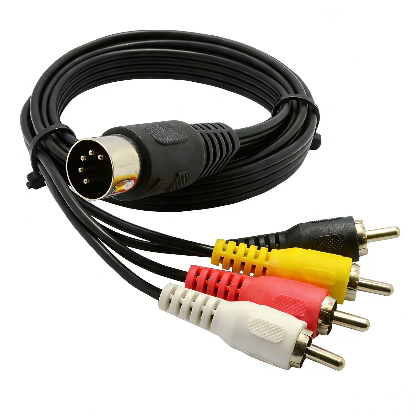 5-Pin DIN to 3 RCA AV Cable 5ft for Commodore 64 Atari TI-99/4A Spectravideo