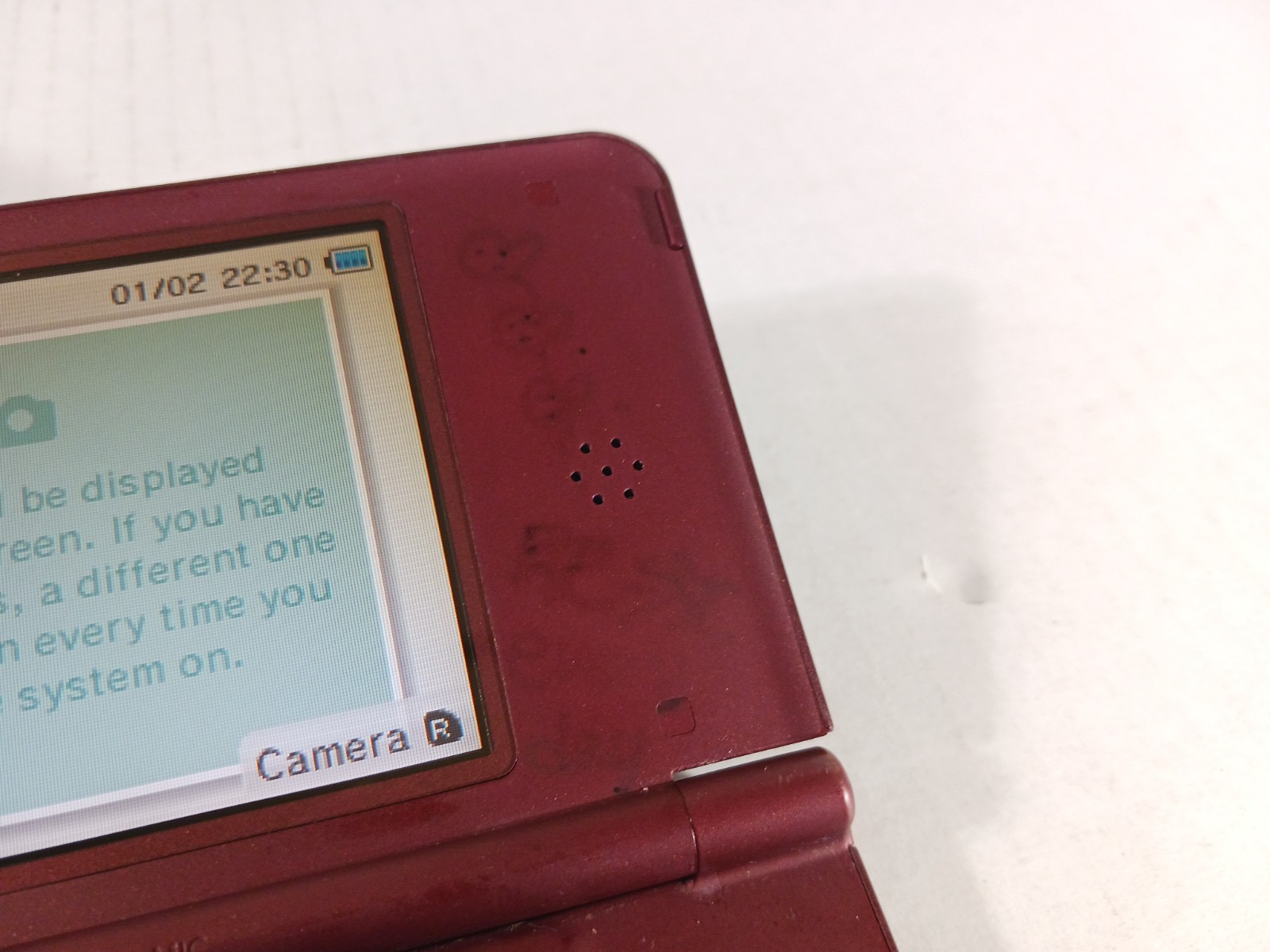 Nintendo DSi XL Burgundy Red Tested Working Charges Discolored Screens Wear