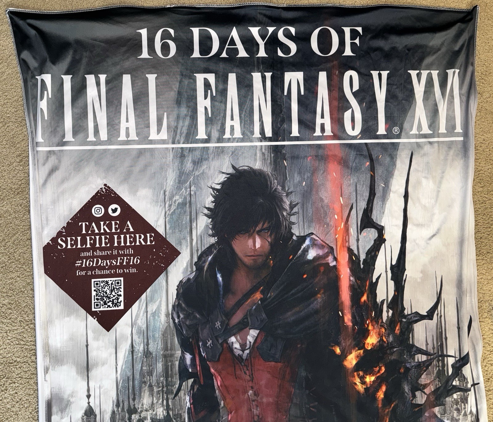 Final Fantasy XVI PS5 Cloth/Fabric Gamestop RETAIL Promo Poster (7FT x 4FT)