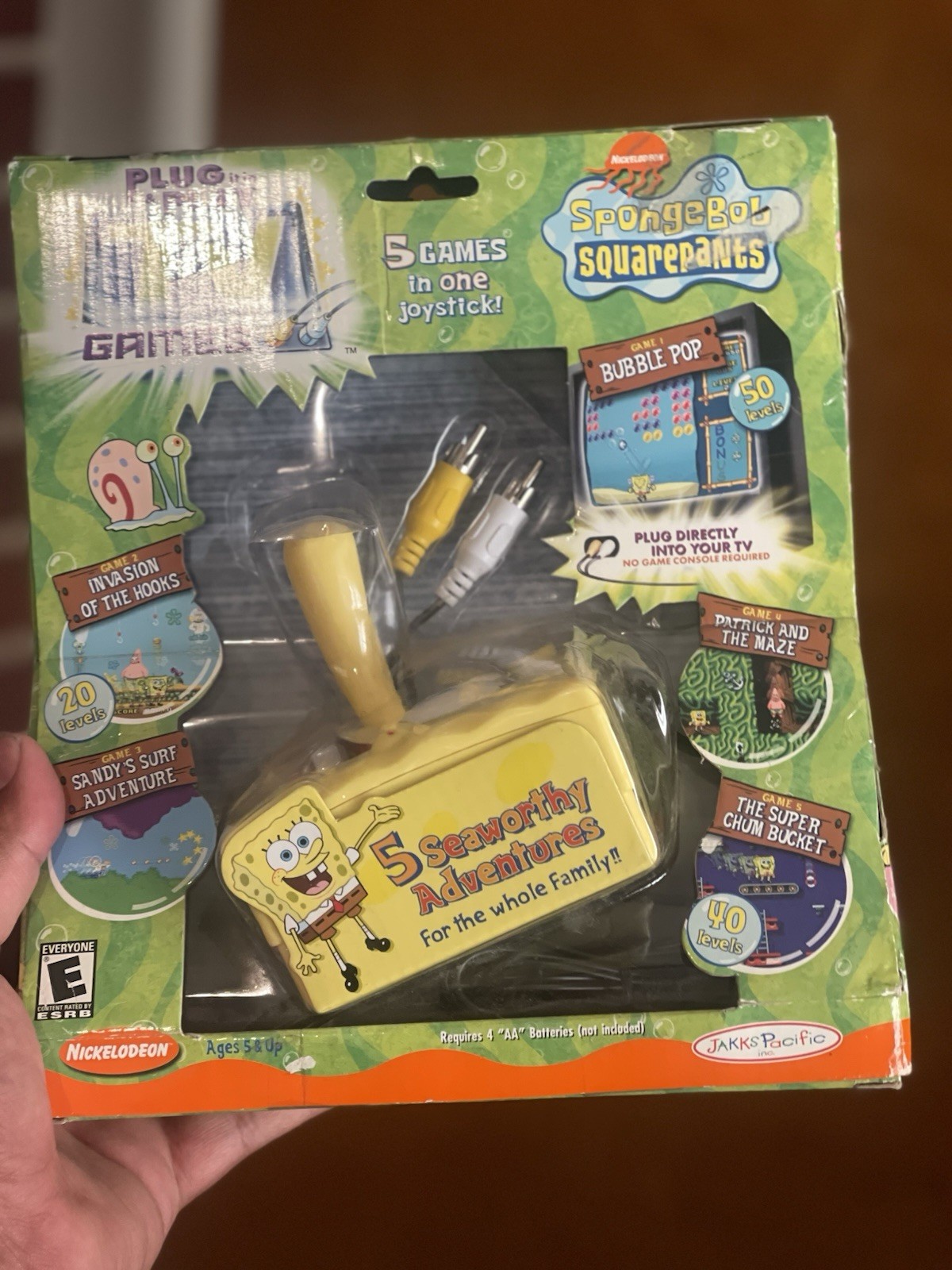 2004-JAKKS PACIFIC-SPONGEBOB SQUAREPANTS-PLUG & PLAY- 5-IN-1-TV GAMES-NEW