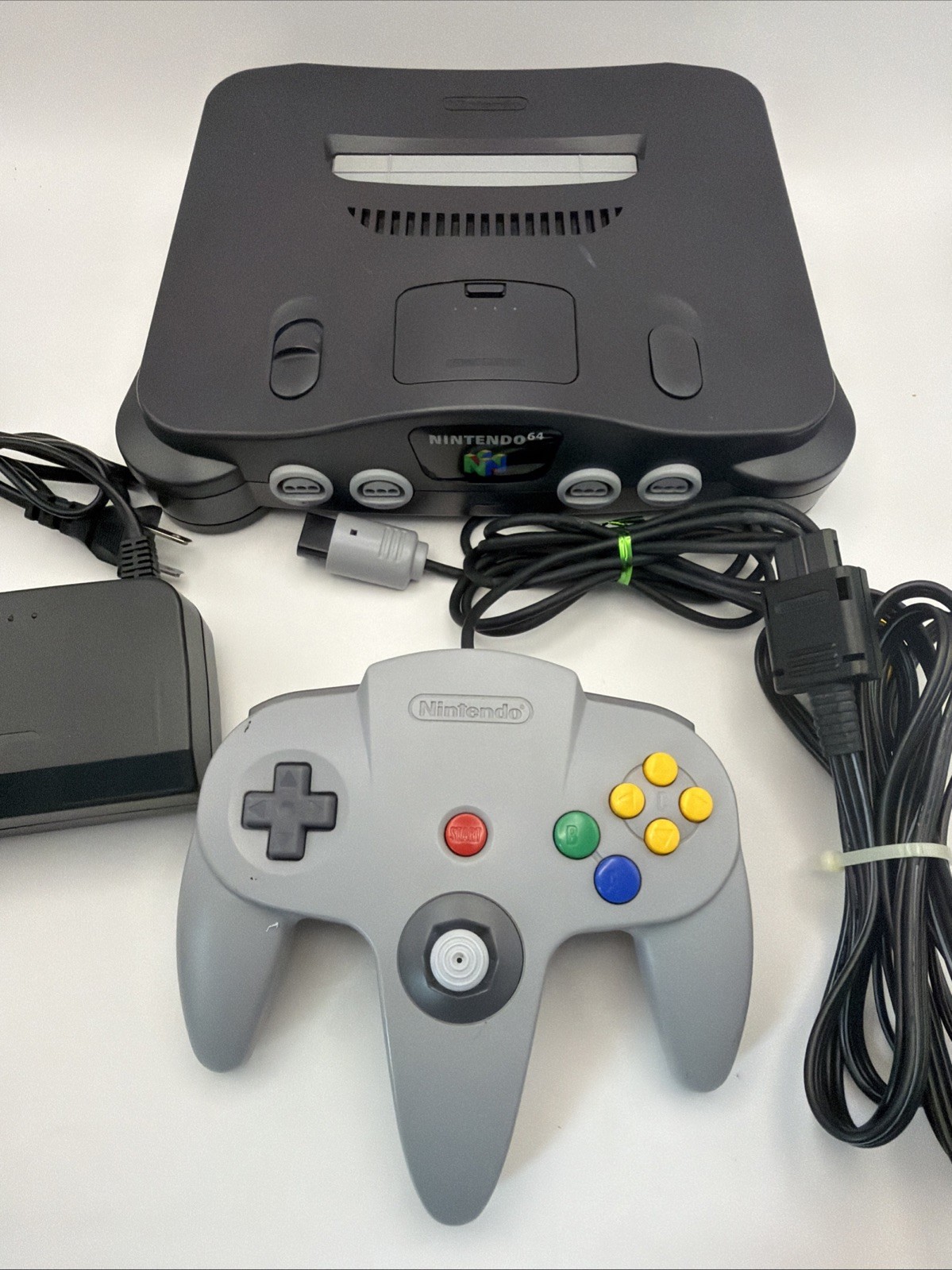 Nintendo 64 N64 Console Bundle Gray Controller OEM Cables Tested Works Great