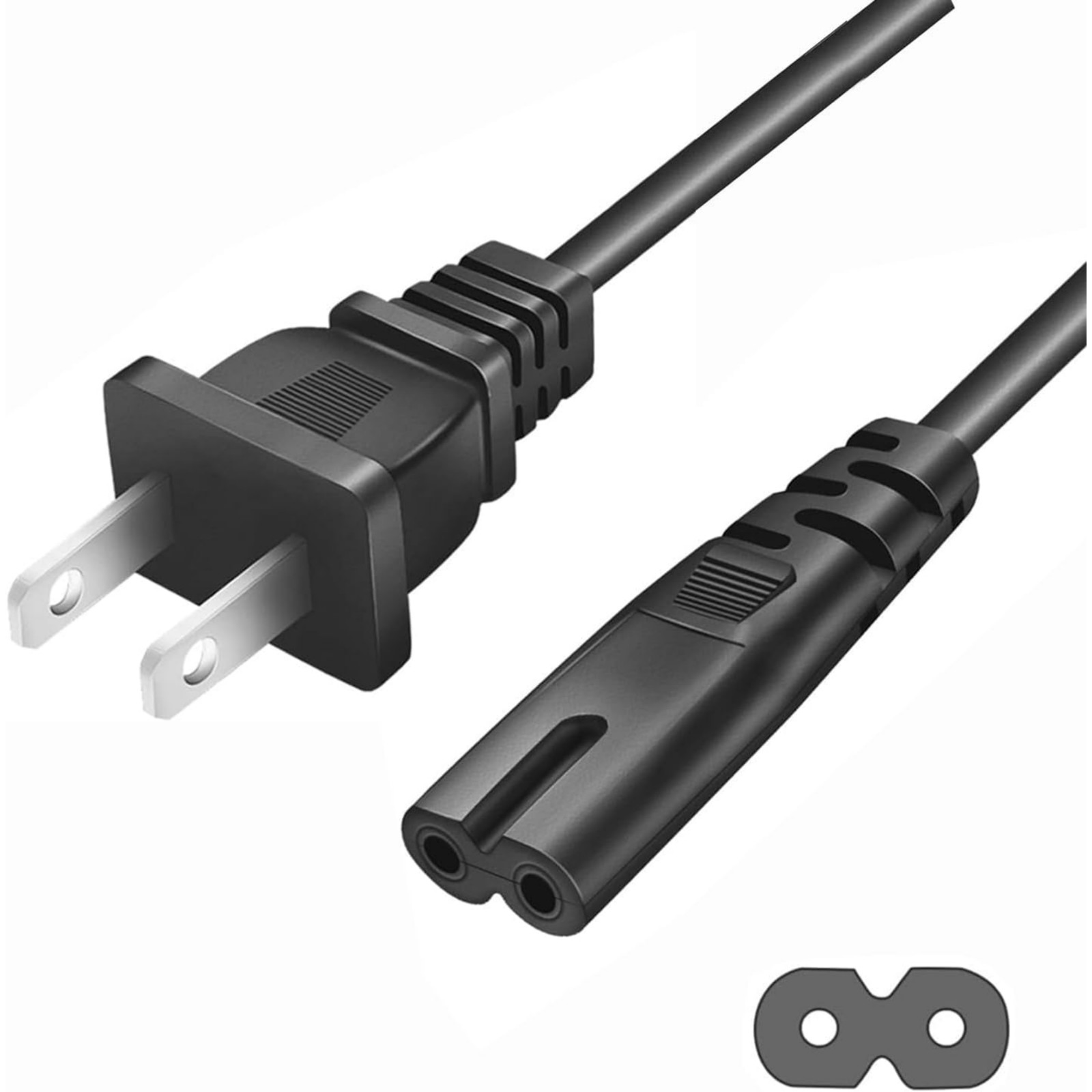 5ft 2-Prong AC Power Cord for Sony PS5 PS4 PS3 Slim Xbox Series X S One