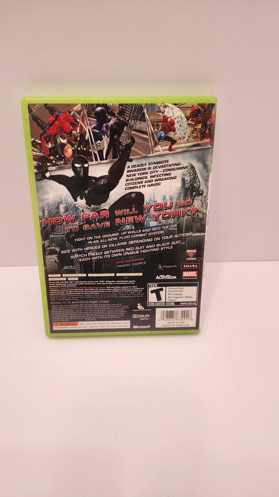 CASE ONLY Spider-Man: Web of Shadows (Microsoft Xbox 360, 2008) NO GAME DISC