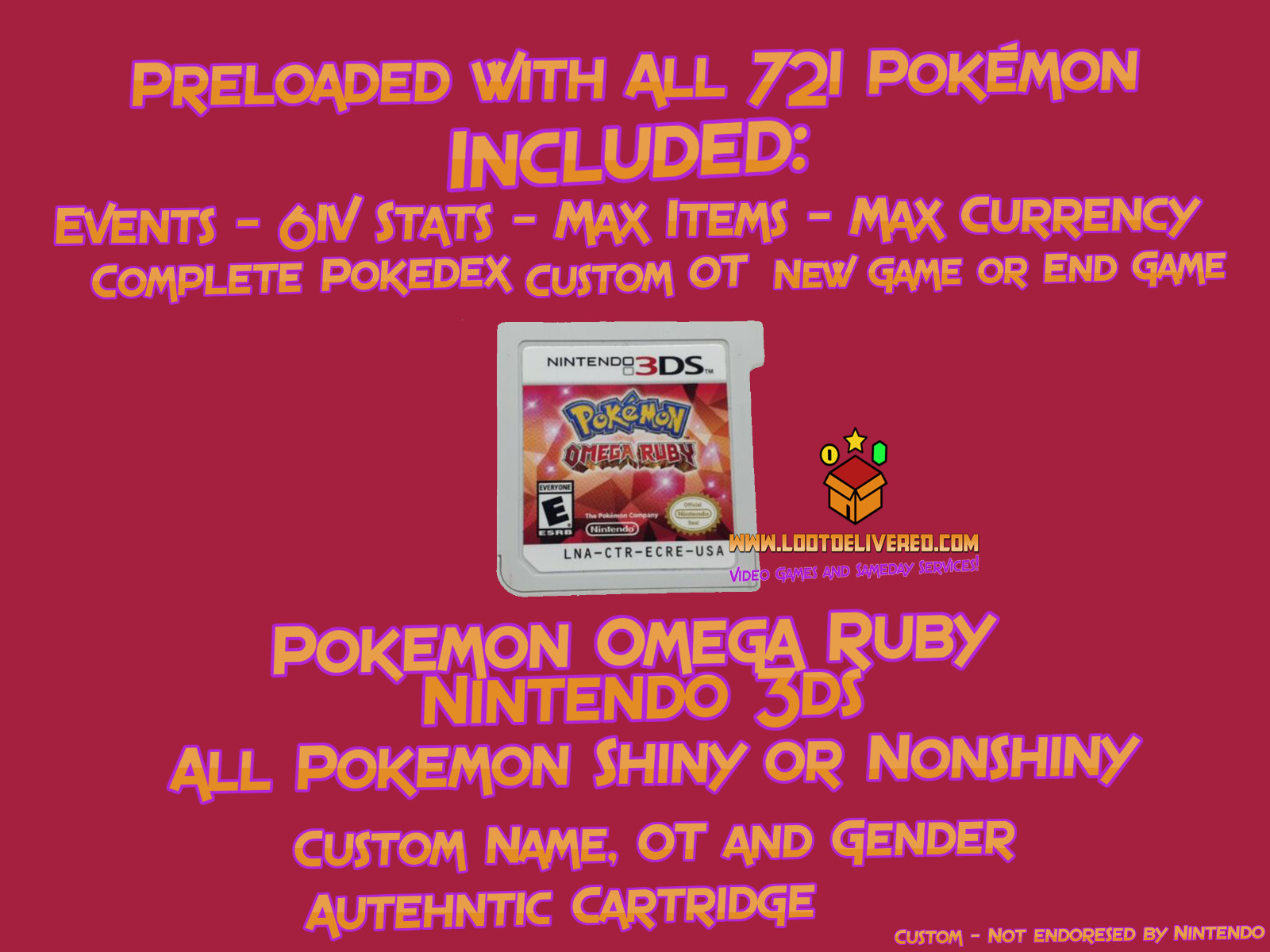 Pokemon Omega Ruby Nintendo 3ds Authentic – All 721 Pokemon Max Items