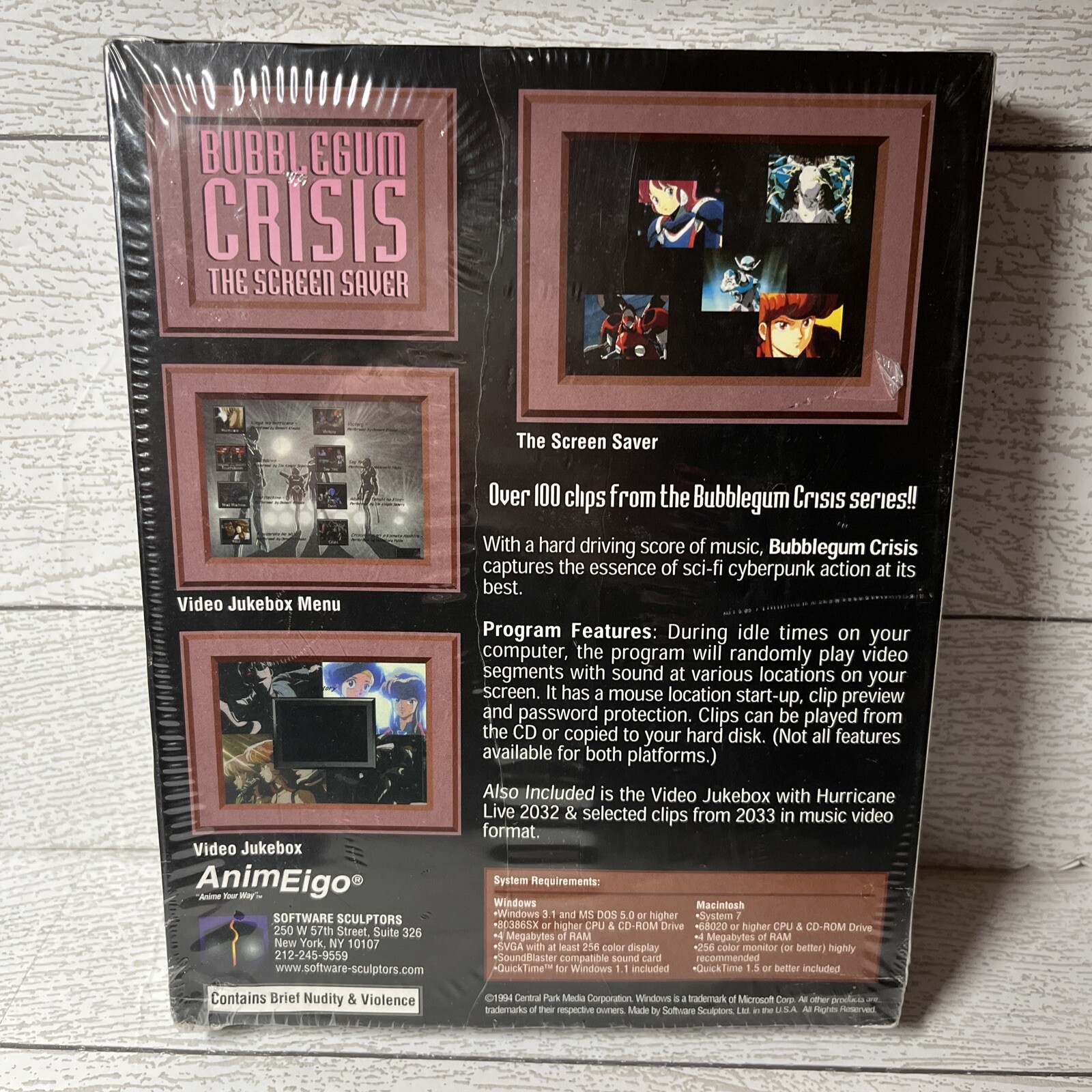 VTG Bubblegum Crisis Screen Saver Sealed PC/Mac CD-ROM 90s Anime Cyberpunk HTF