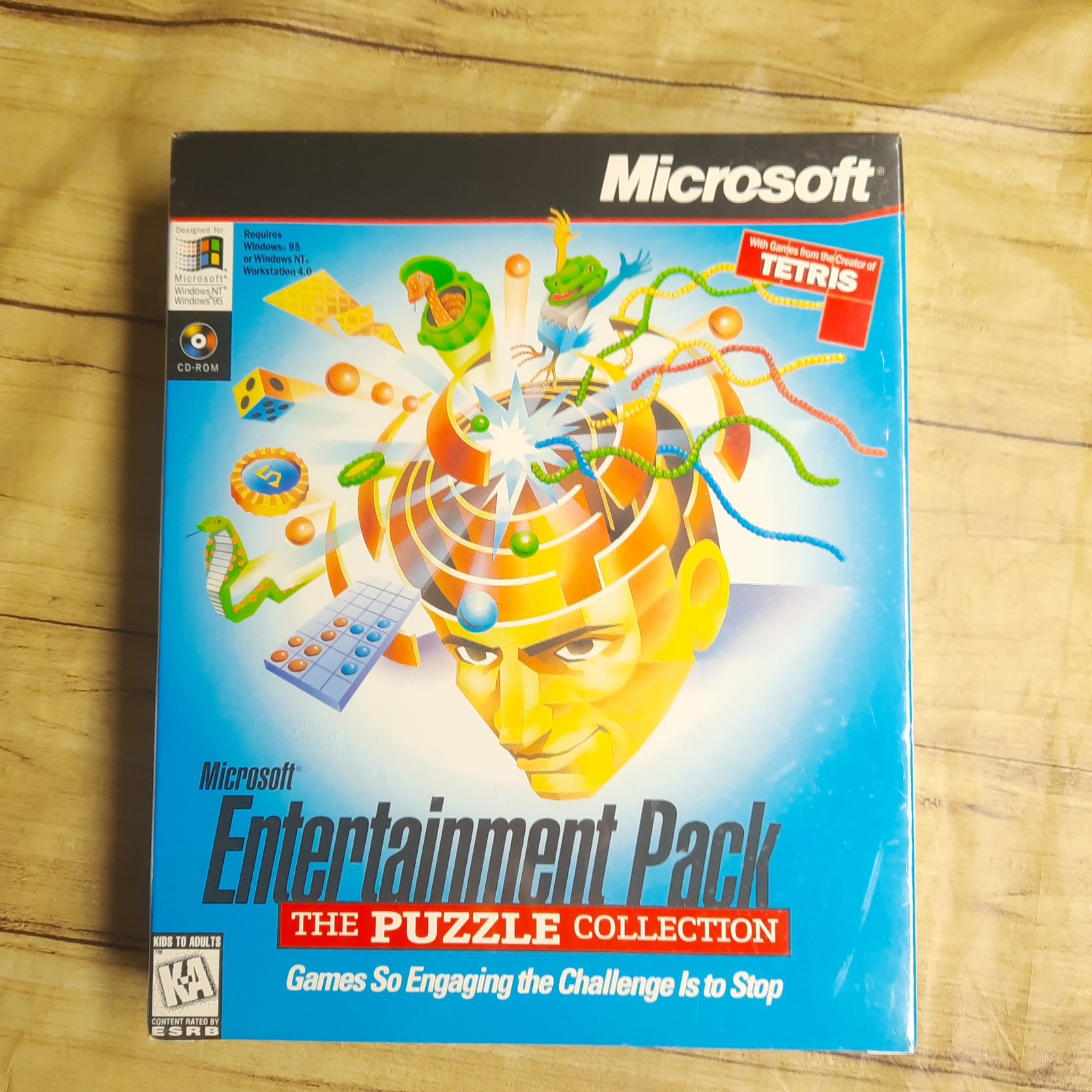 Vintage MICROSOFT ENTERTAINMENT PACK Puzzle Col. CD ROM Sealed Windows 95 NEW