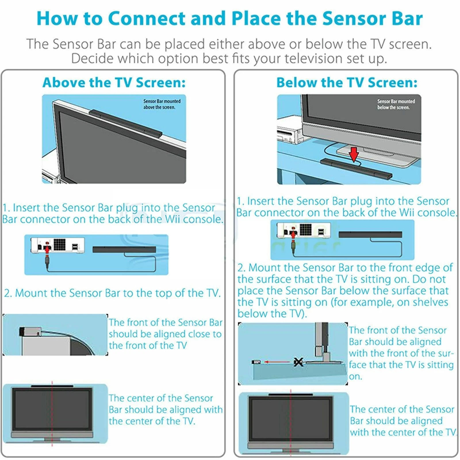 Wired Infrared Sensor Bar IR Signal Receiver Replacement 4 Handle Wired infrared