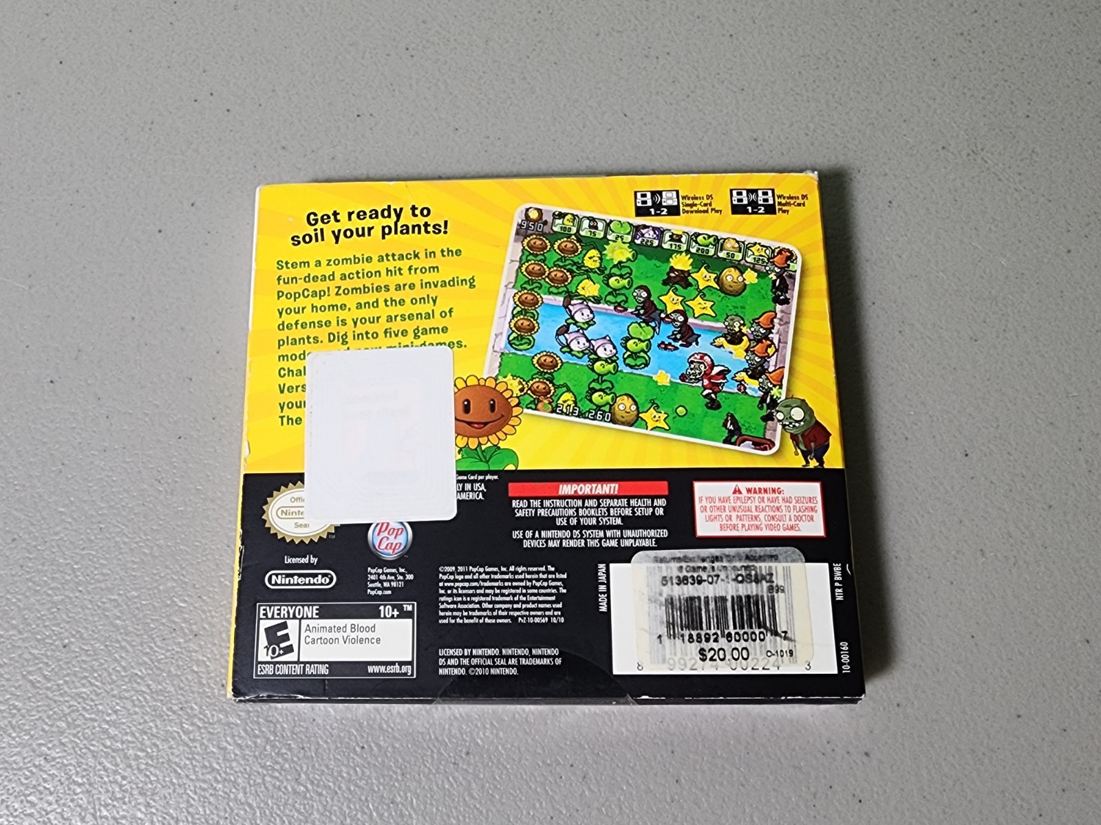 Plants vs. Zombies – Nintendo DS – NEW FACTORY SEALED with Cover Sleeve