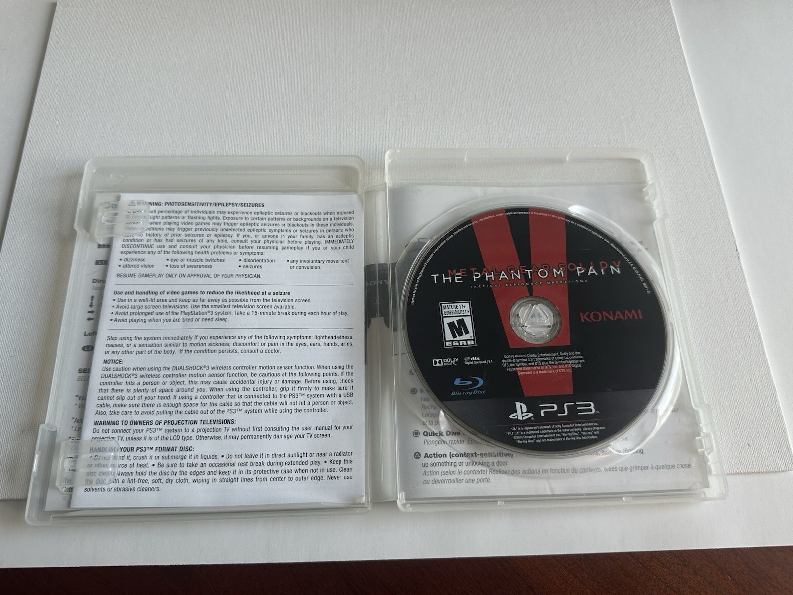 Metal Gear Solid V The Phantom Pain Day One Edition PS3 CIB Tested Working