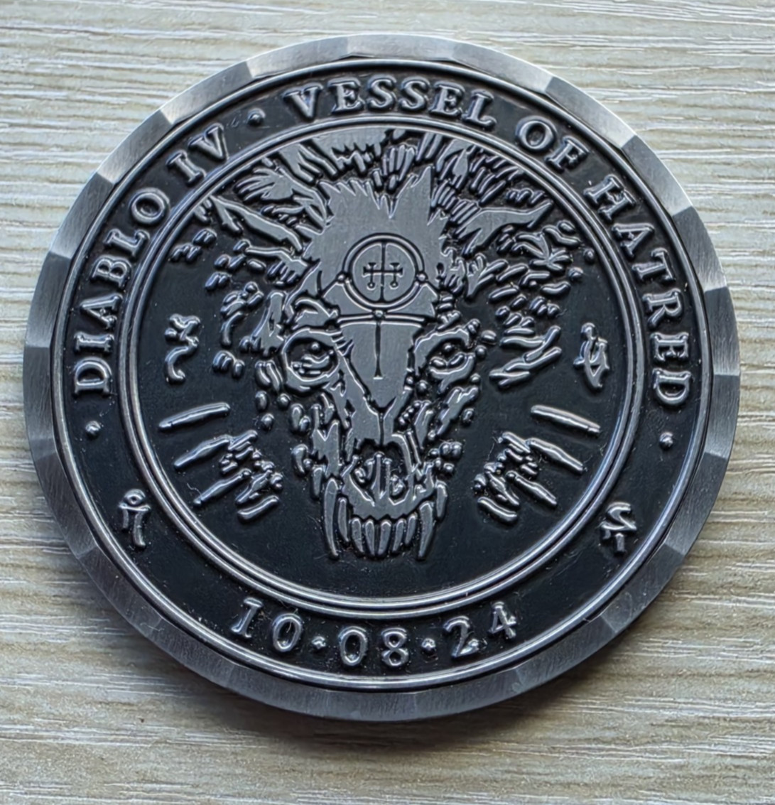 Diablo 4 IV Developer Coin Medal Vessel Of Hatred Launch VOH D4 Rare Blizzard PC